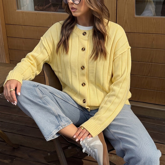 Damen Strickjacke mit Knöpfen und Rippstruktur Shop Nory