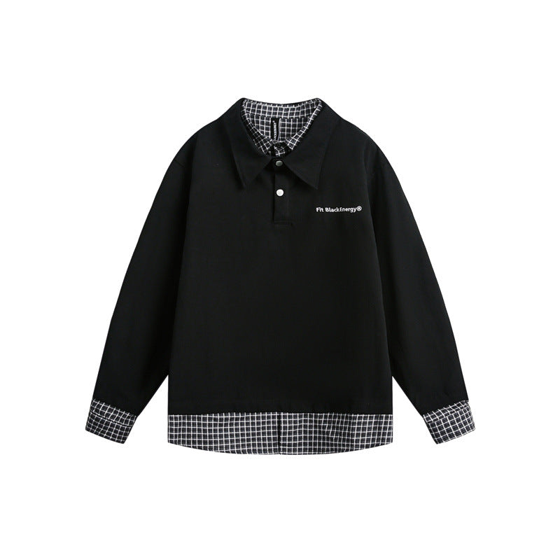 Herren Oversize-Polo im Lagenlook mit Karo-Hemdfutter und Hemdkragen Shop Nory