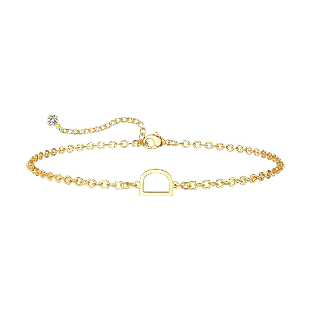 Damen Fußkettchen mit personalisiertem Anfangsbuchstaben und funkelndem Zirkonia-Detail Shop Nory