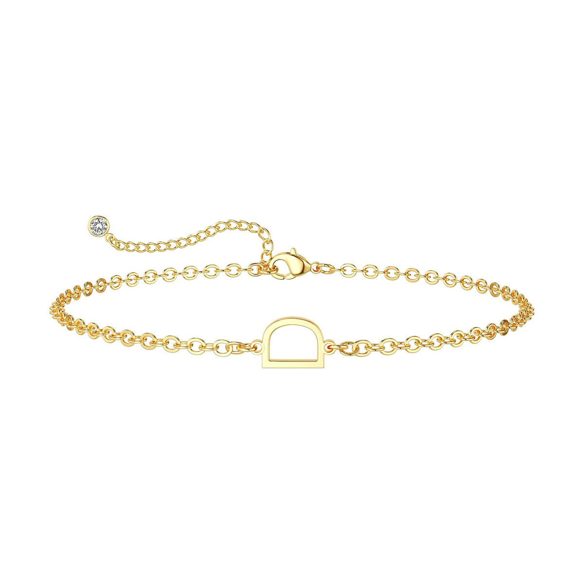 Damen Fußkettchen mit personalisiertem Anfangsbuchstaben und funkelndem Zirkonia-Detail Shop Nory