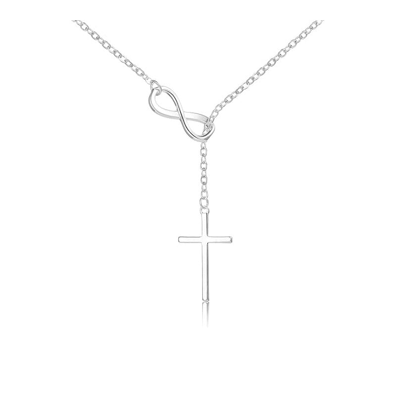 Damen Halskette mit modernem Kreuzanhänger und eleganter Gliederkette Shop Nory