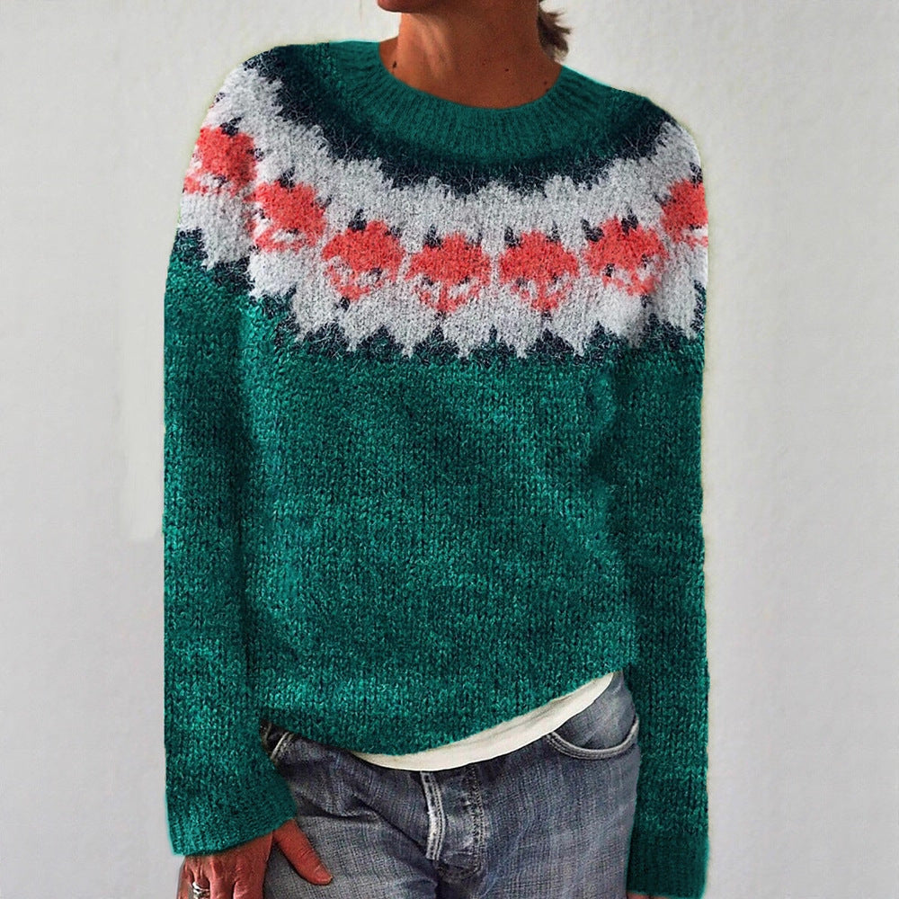 Damen nan Norwegerpullover aus Wollmix mit Rundhalsausschnitt und traditionellem Fair-Isle-Yoke Shop Nory