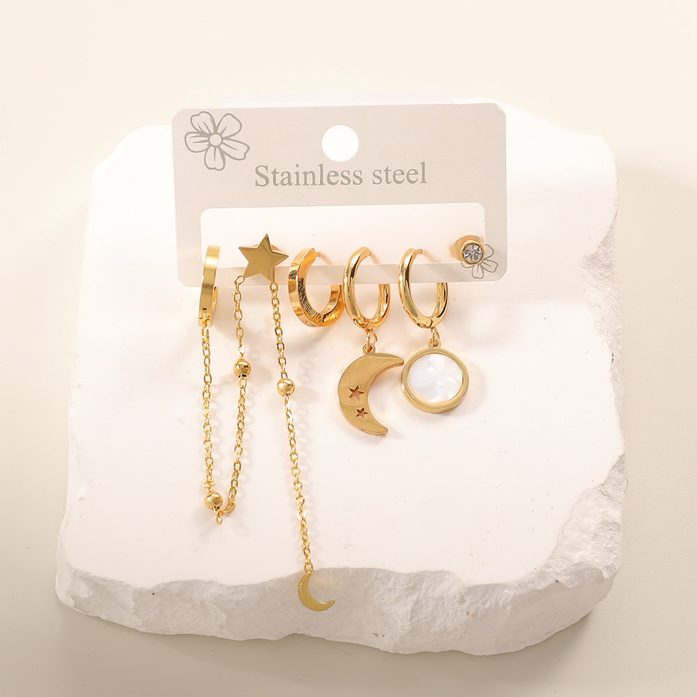 Damen Ohrringe Set mit verspieltem Stern- und Mond-Motiv Shop Nory