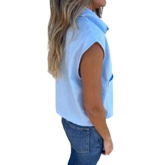 Damen Kurzarm Bluse mit praktischen Taschen