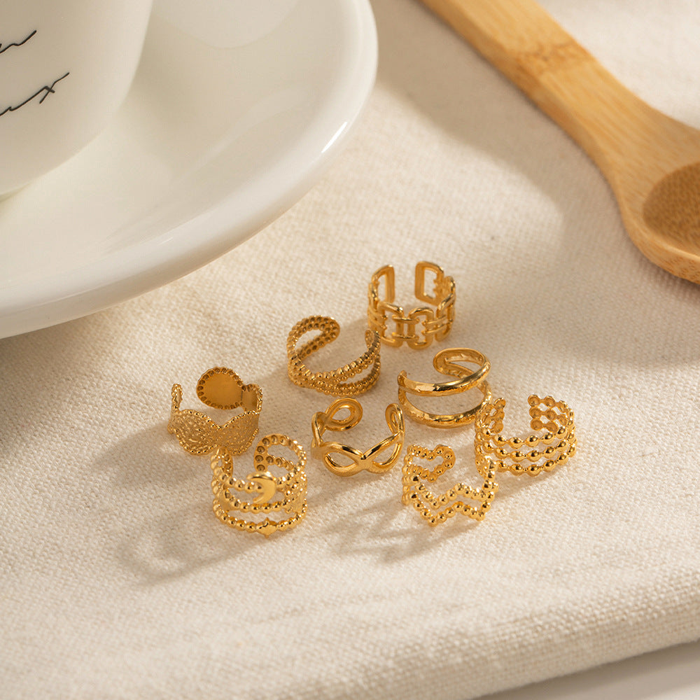 Damen Offener Ring im eleganten Wellen-Design aus hochwertigem Edelstahl Shop Nory