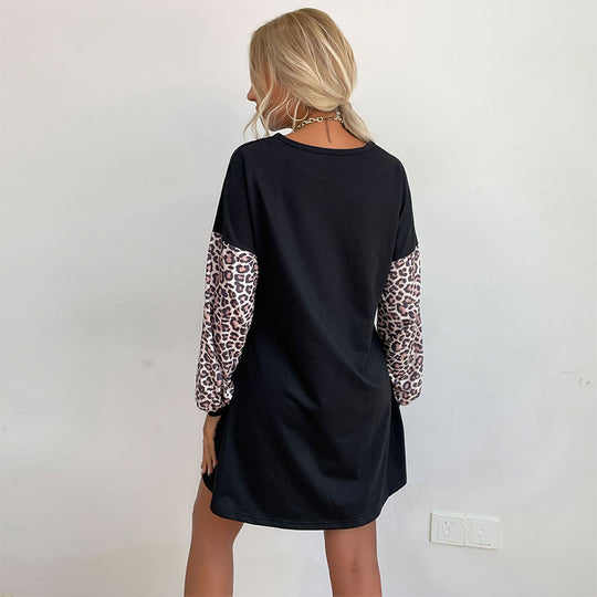 Damen Oversized Sweaterkleid mit Leo-Ärmeln und Rundhalsausschnitt Shop Nory