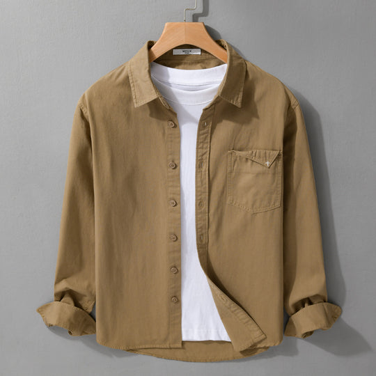 Herren Leichte Baumwoll-Hemdjacke im Layering-Look mit Kentkragen und aufgesetzter Brusttasche Shop Nory