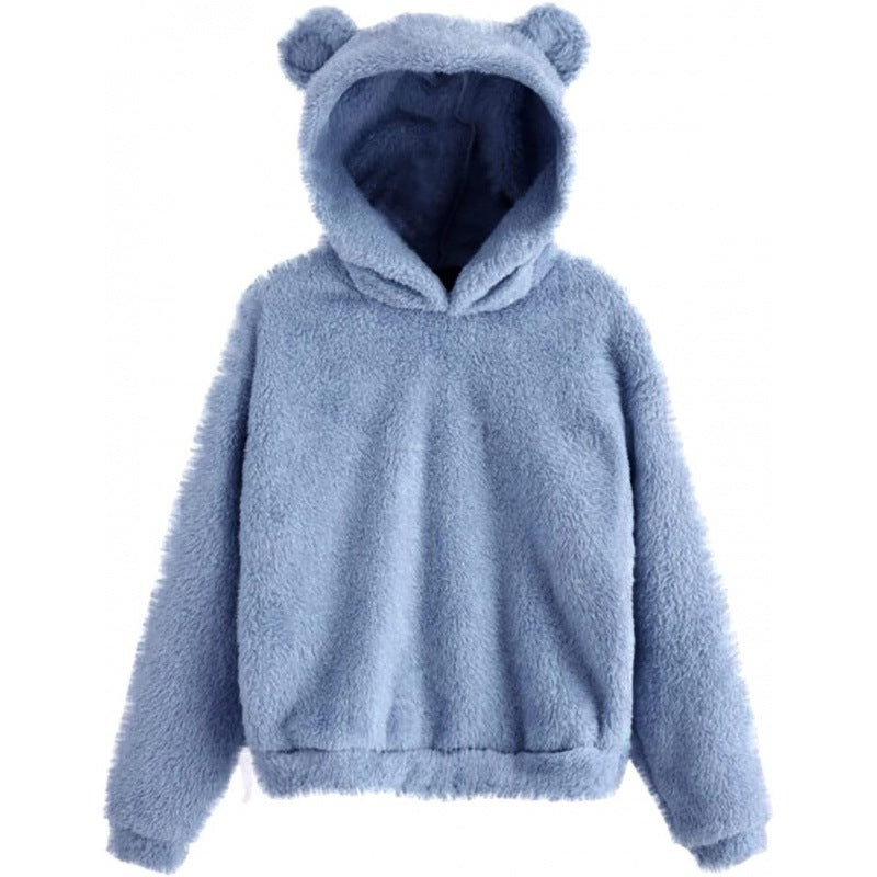 Damen Kuscheliger Teddy-Fleece-Hoodie mit Bärenohren und Oversize-Passform Shop Nory