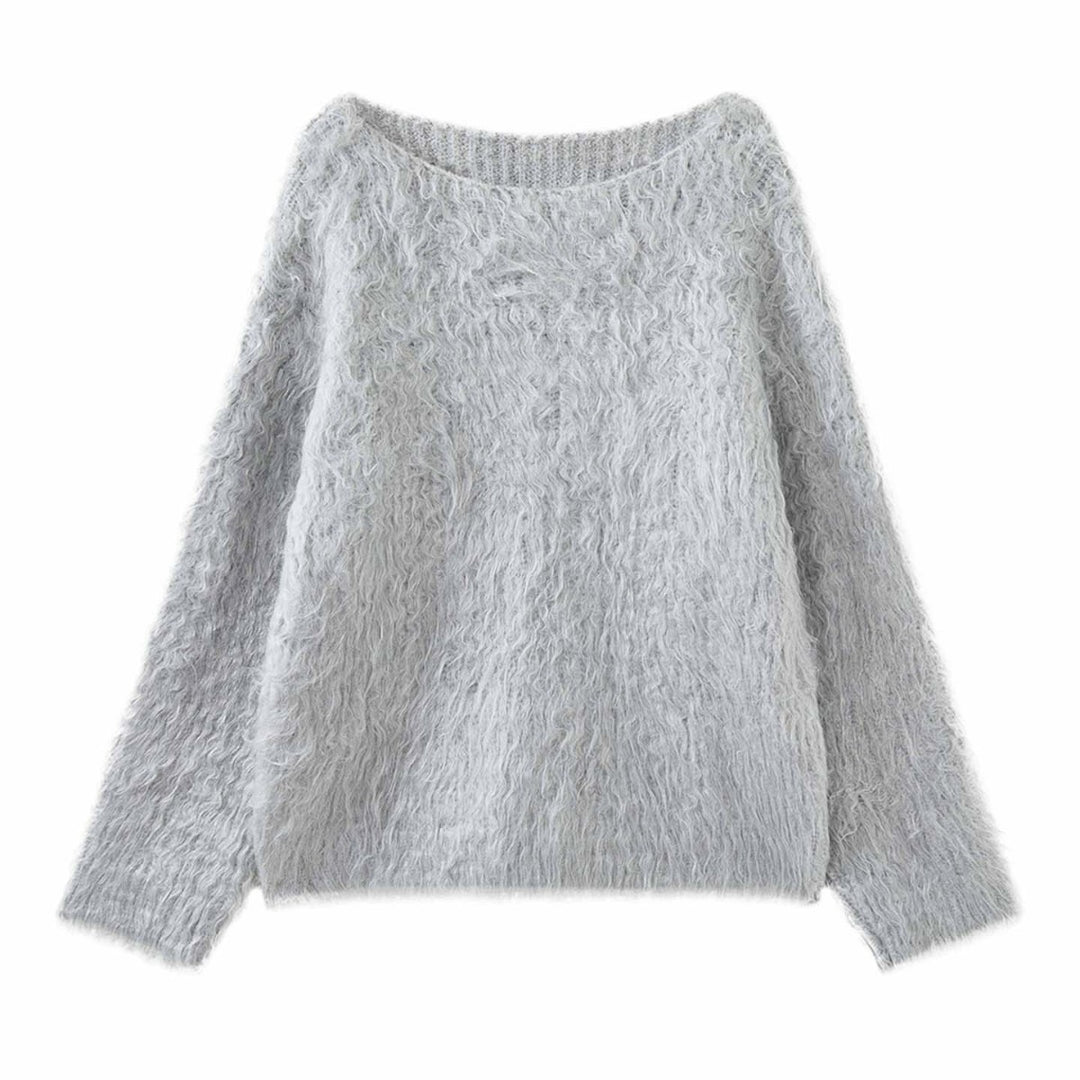 Damen Flauschiger Oversize-Pullover im Mohair‑Look mit weitem V‑Ausschnitt Shop Nory