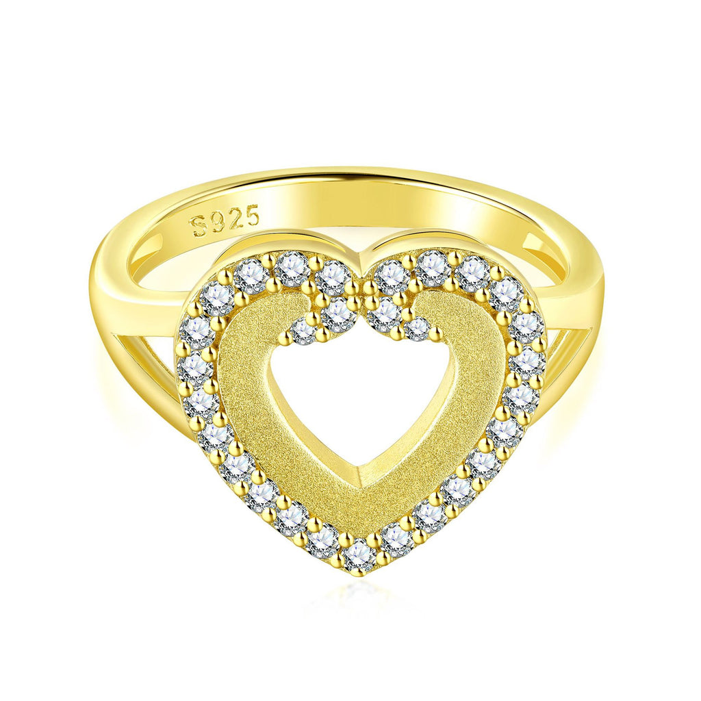 Damen herzförmiger Ring mit glitzernden Zirkonia-Steinen Shop Nory