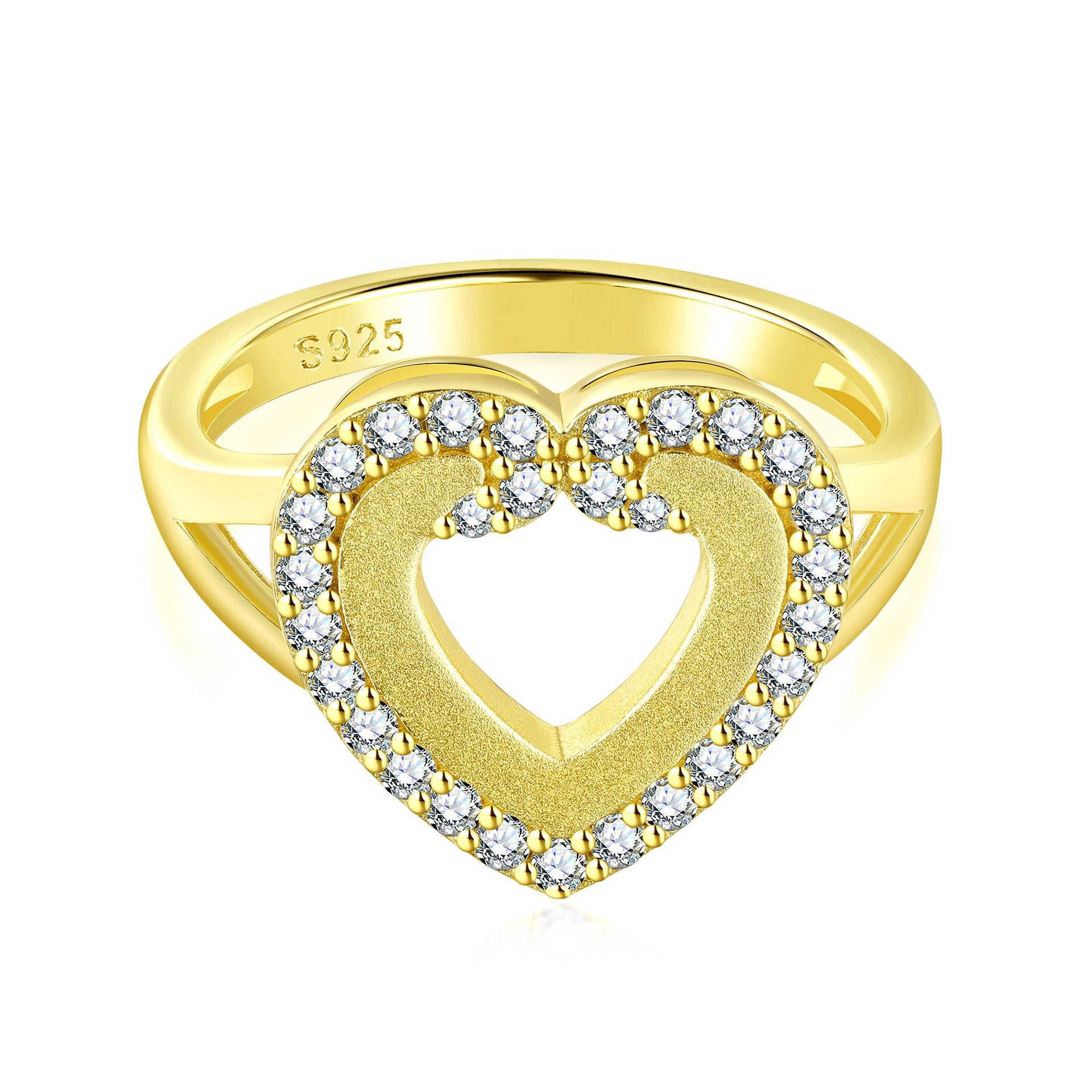 Damen herzförmiger Ring mit glitzernden Zirkonia-Steinen Shop Nory