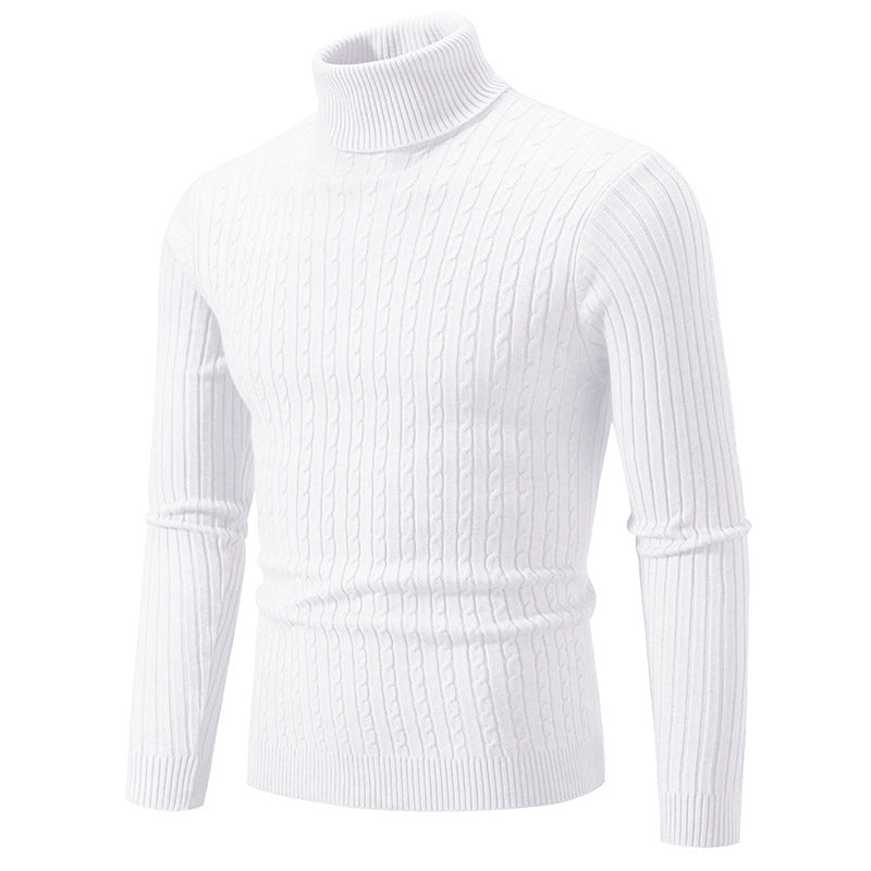 Herren nan taillierter Rollkragenpullover aus feinem Feinstrick mit geripptem Kragen