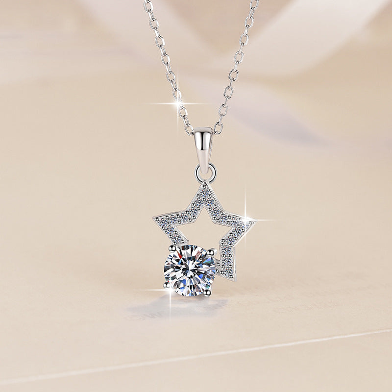 Damen Halskette mit funkelndem Sternanhänger und elegantem Kristallbesatz Shop Nory