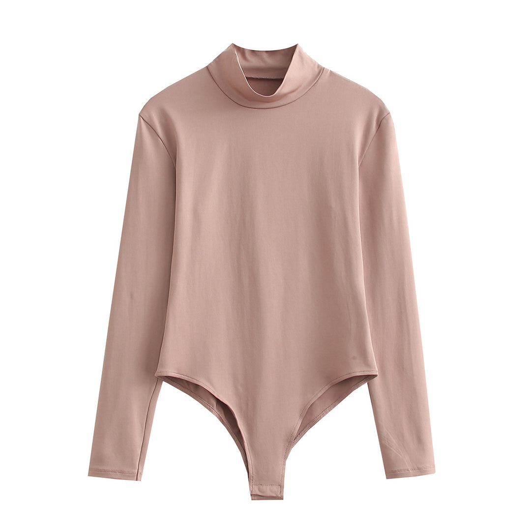 Damen Langarmbody mit Stehkragen aus dehnbarem Stretchstoff Shop Nory