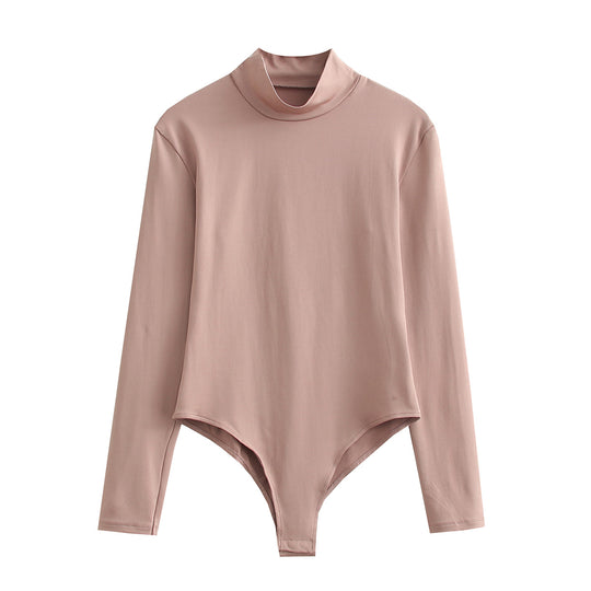 Damen Langarmbody mit Stehkragen aus dehnbarem Stretchstoff Shop Nory