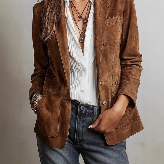 Damen Eleganter Wildlederblazer Shop Nory
