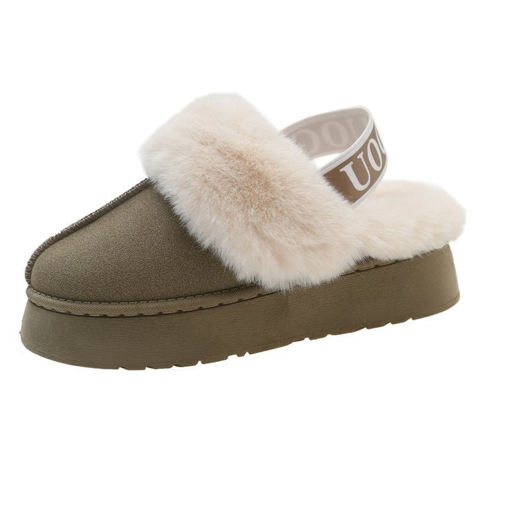 Damen Pelzgefütterte Slingback‑Pantoletten mit elastischem Markenriemen und leichter Plateausohle Shop Nory