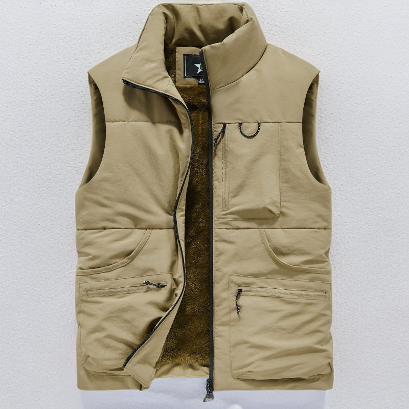 Herren Ärmellose Utility-Steppweste mit Teddyfutter und hohem Kragen Shop Nory