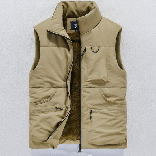 Herren Ärmellose Utility-Steppweste mit Teddyfutter und hohem Kragen Shop Nory