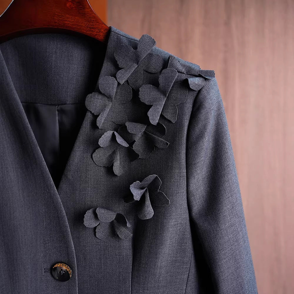 Damen Modischer Blazer mit 3D-Blüten-Details Shop Nory