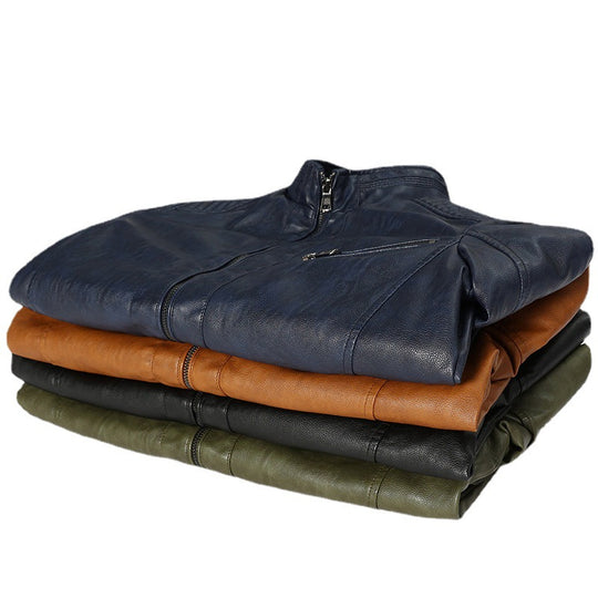 Herren schmal geschnittenes Kunstleder-Blouson mit hochschließendem Stehkragen und Schultersteppung Shop Nory