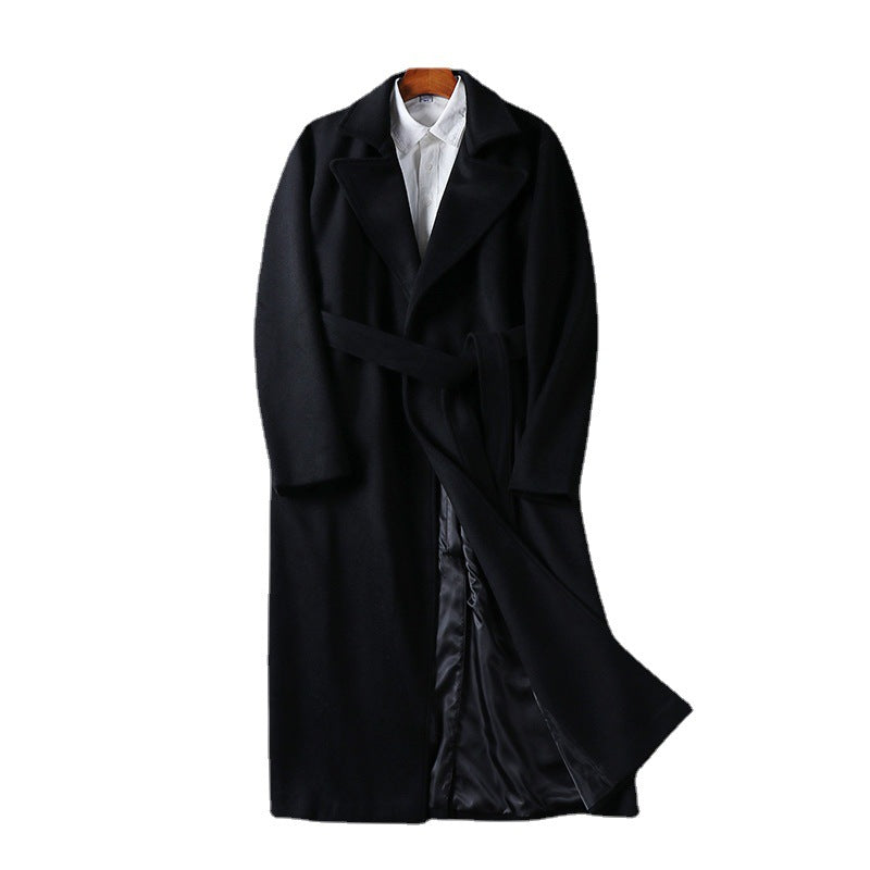 Herren Maxilanger Wollmix-Mantel mit Schalkragen und Bindegürtel Shop Nory