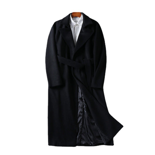 Herren Maxilanger Wollmix-Mantel mit Schalkragen und Bindegürtel Shop Nory