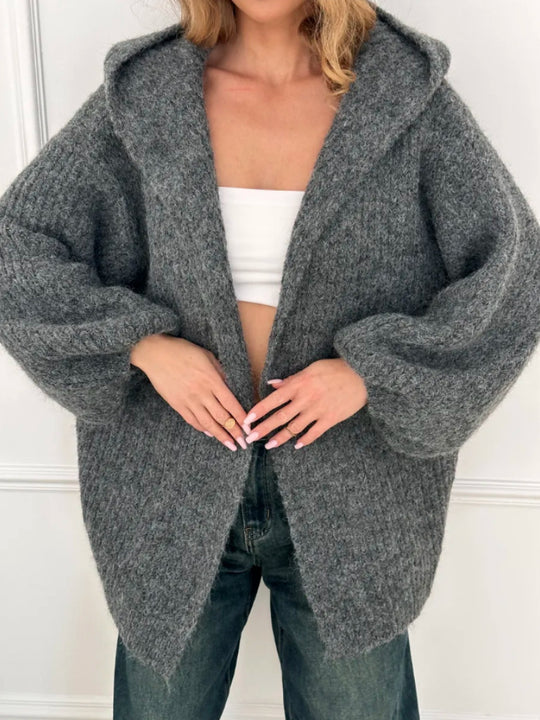 Damen Oversized Strickjacke mit Kapuze Shop Nory