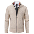 Herren elegante Strickjacke mit durchgehendem Reißverschluss und strukturiertem Design