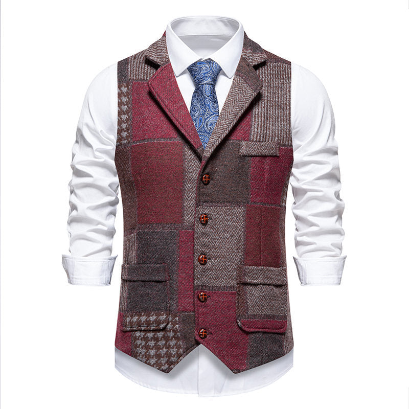 Herren Anzugweste im modernen Patchwork-Design mit praktischen Taschen