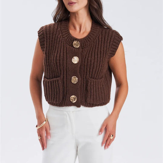 Damen Grobgestrickter Oversize Cardigan mit Zierknöpfen Shop Nory
