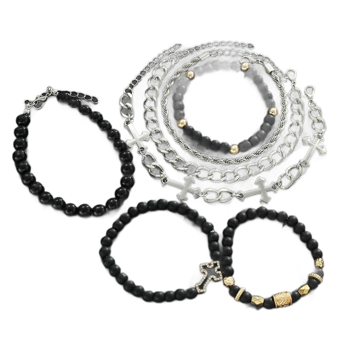 Damen Armband-Set mit modernen Kreuz- und Edelstein-Akzenten Shop Nory