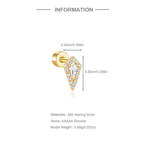 1 Stück Ohrknorpelringe & Steckern Einfacher Stil Klassischer Stil Geometrisch 925 Sterling Silber Opal Zircon Ohrknorpelringe & Steckern | Shop Nory