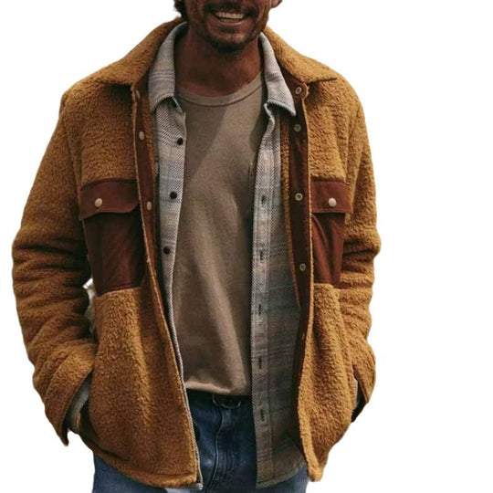 Herren Sherpa-Workjacke mit Brusttaschen aus Kontrastmaterial und Druckknopfverschluss Shop Nory