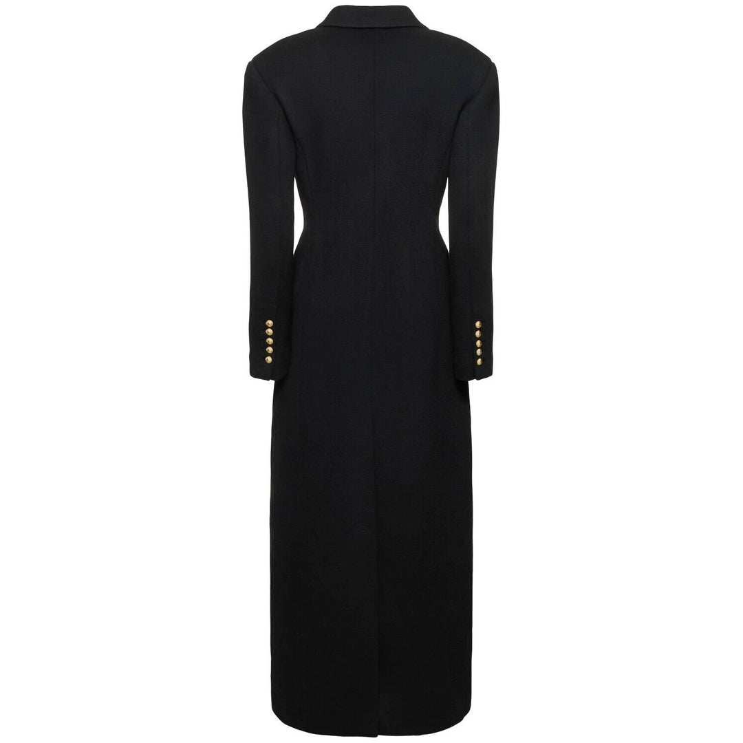 Damen Maxi-Mantelkleid mit markanter Schulterpartie und goldenen Zierknöpfen Shop Nory