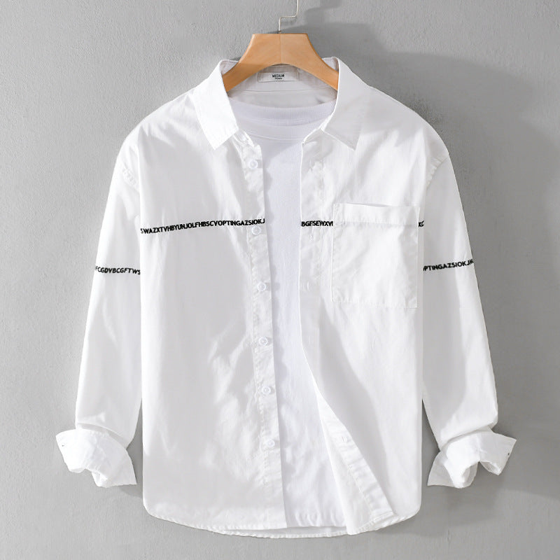 Herren Langarm-Hemd im Overshirt-Stil mit eingearbeitetem Schriftband und Brusttasche Shop Nory