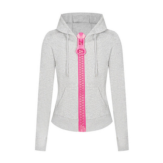 Damen Kapuzen-Sweatjacke mit markantem Zierreißverschluss und Kängurutasche Shop Nory