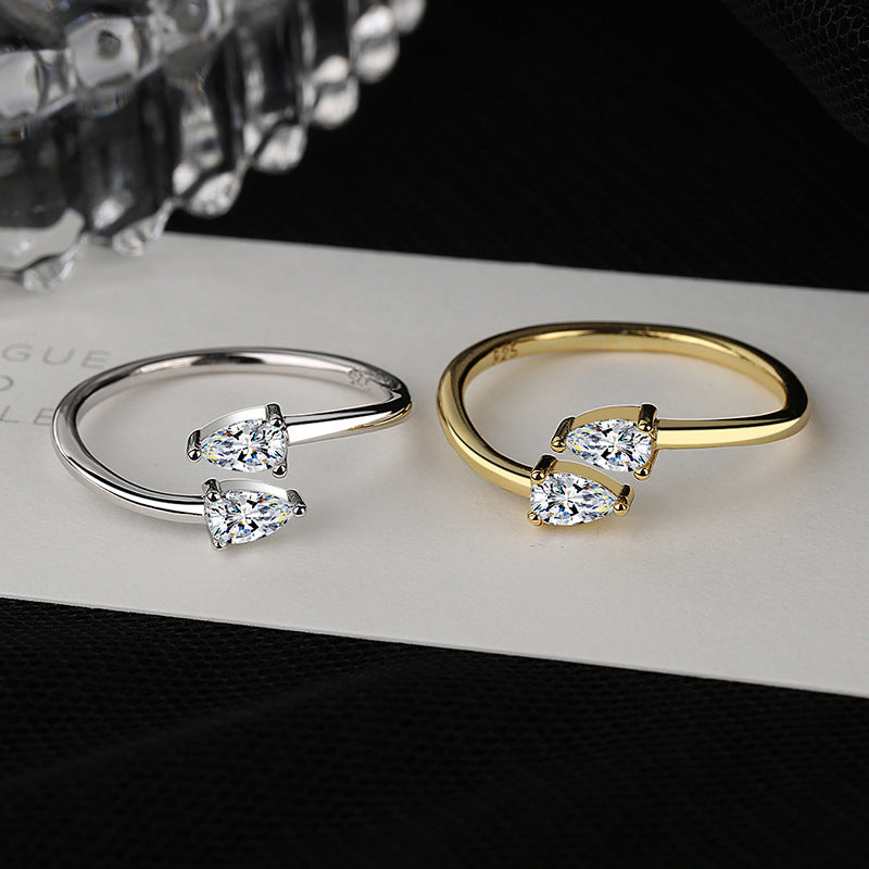 Damen Ring mit zweifachem tropfenförmigen Edelsteinglanz Shop Nory