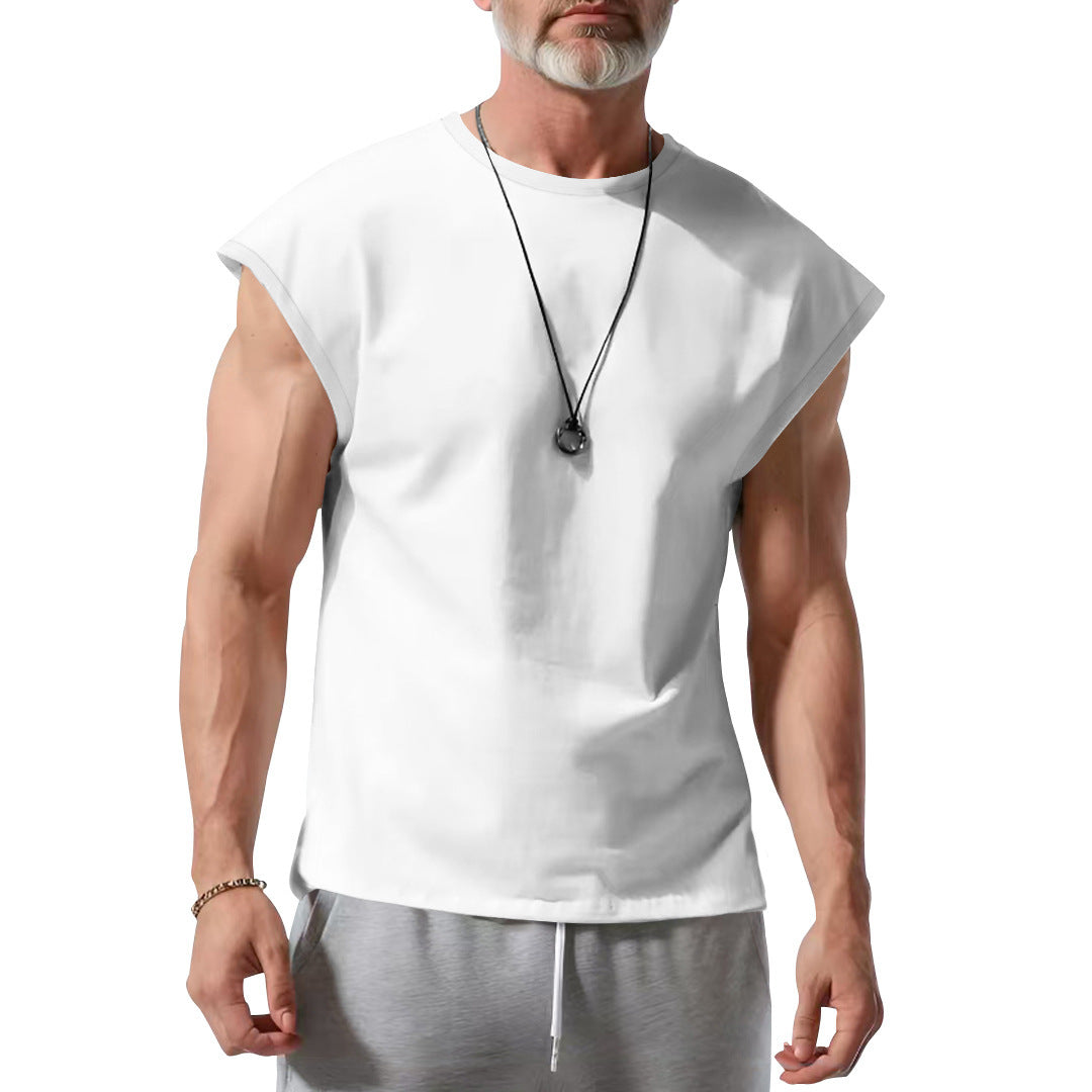 Herren schickes ärmelloses T-Shirt aus atmungsaktivem Baumwollmix