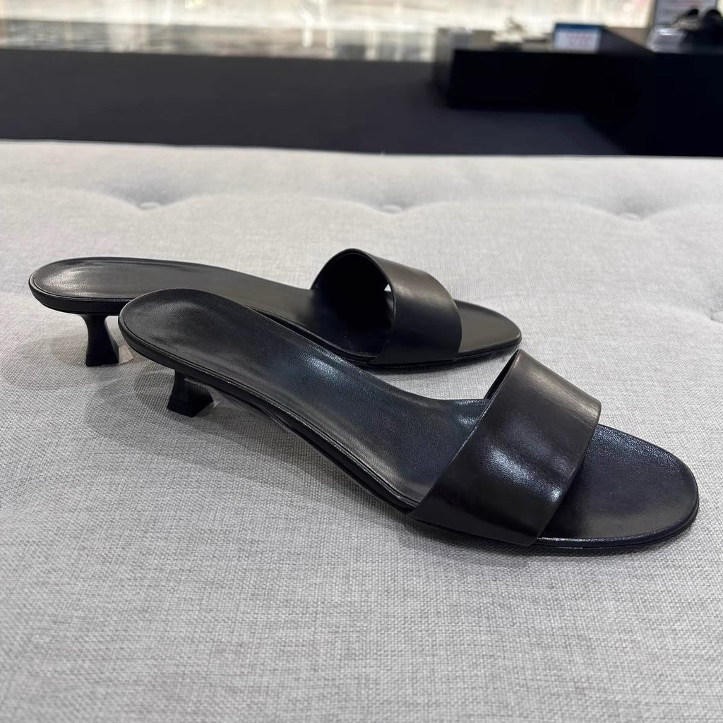 Damen elegante Slides mit breitem Satin-Riemen und komfortablem Fußbett