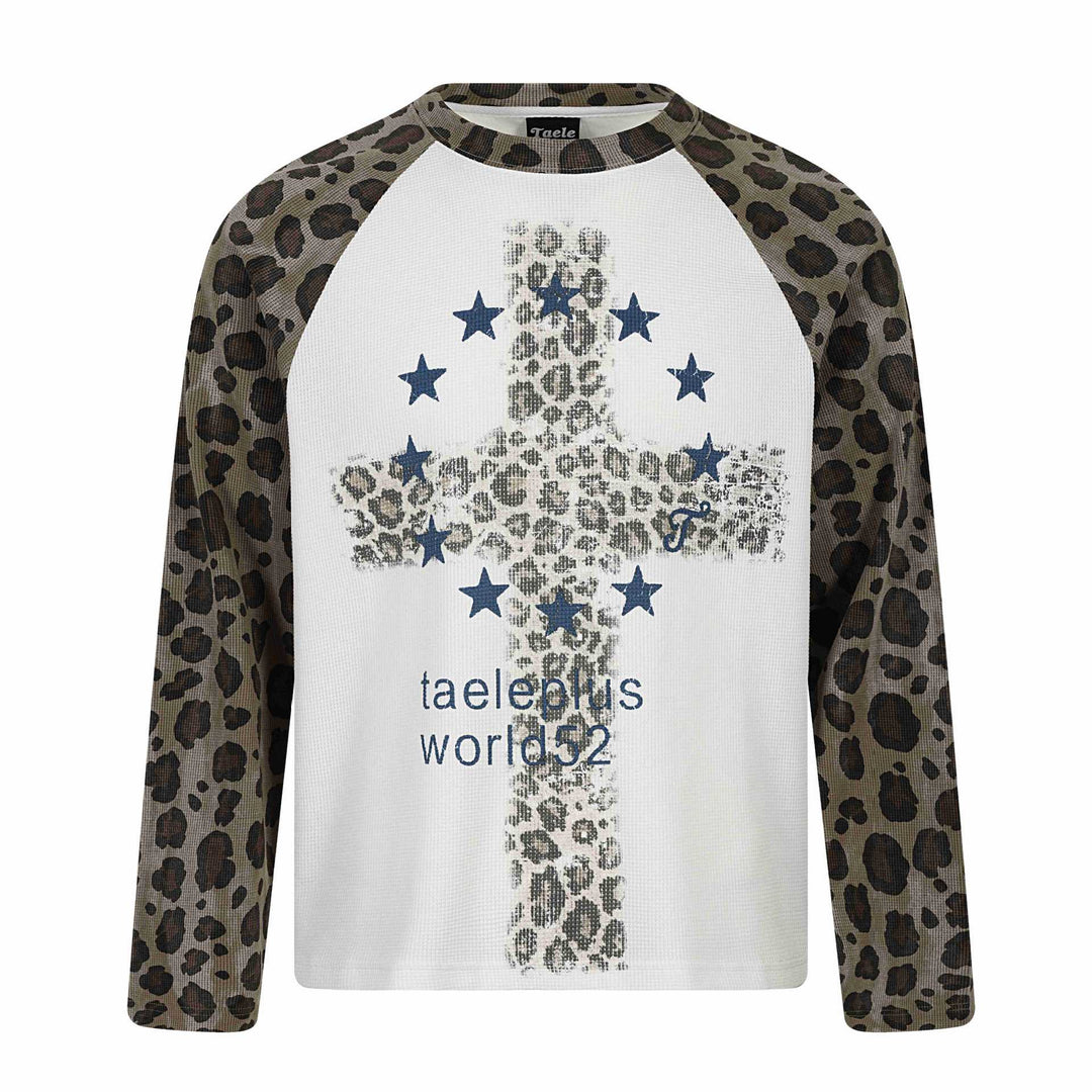 Damen Langarm-Thermo-Shirt mit Raglanärmeln und Leopard-Einsätzen Shop Nory