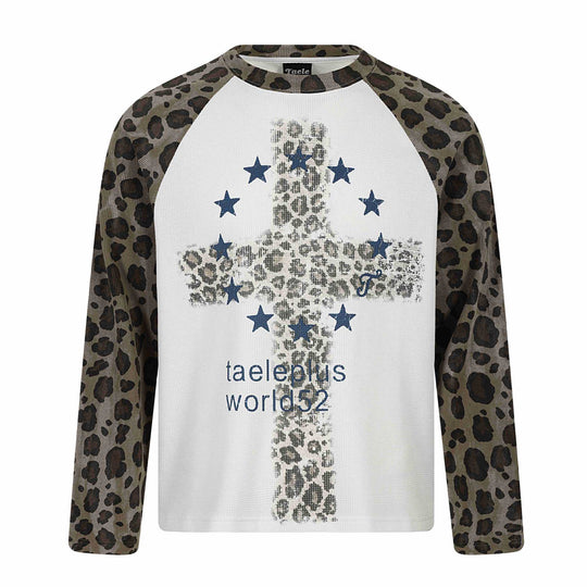 Damen Langarm-Thermo-Shirt mit Raglanärmeln und Leopard-Einsätzen Shop Nory