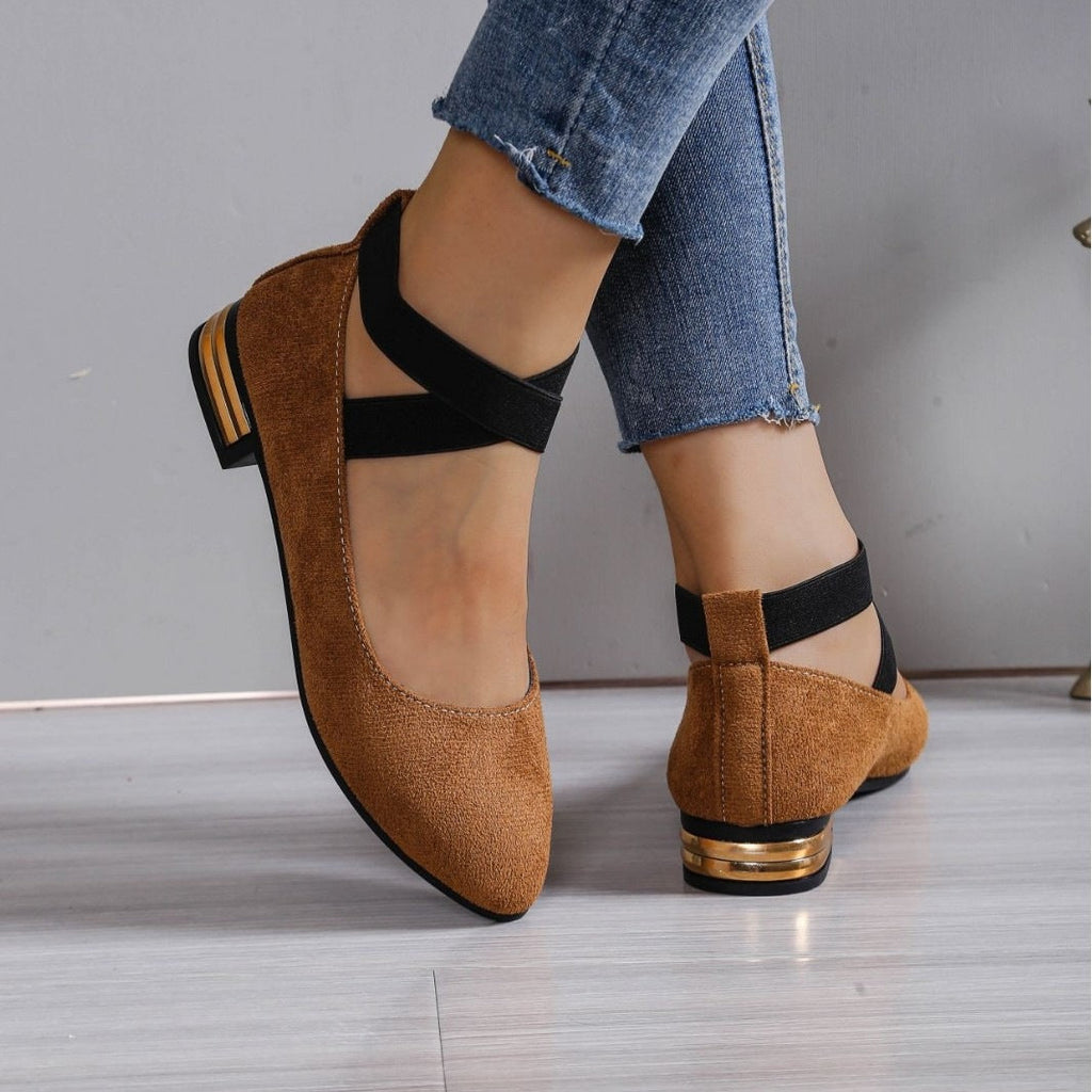 Damen Elegante Ballerinas mit elastischem Riemchen