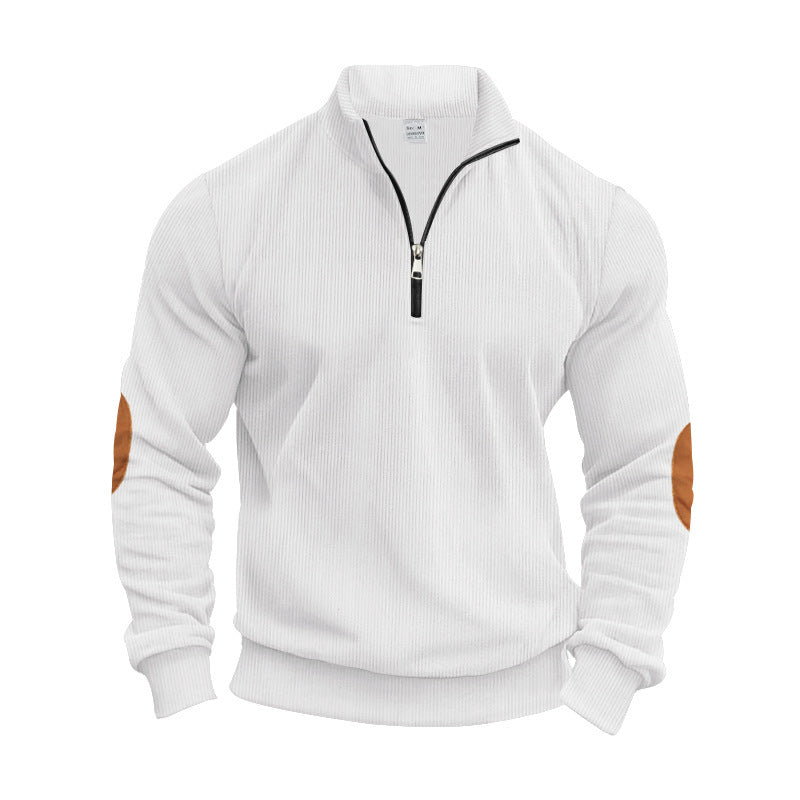 Herren Strickpullover mit modernem Reißverschluss und eleganten Ellbogenpatches