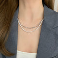 Damen Halskette mit modernem Perlen- und Kettenmix Shop Nory