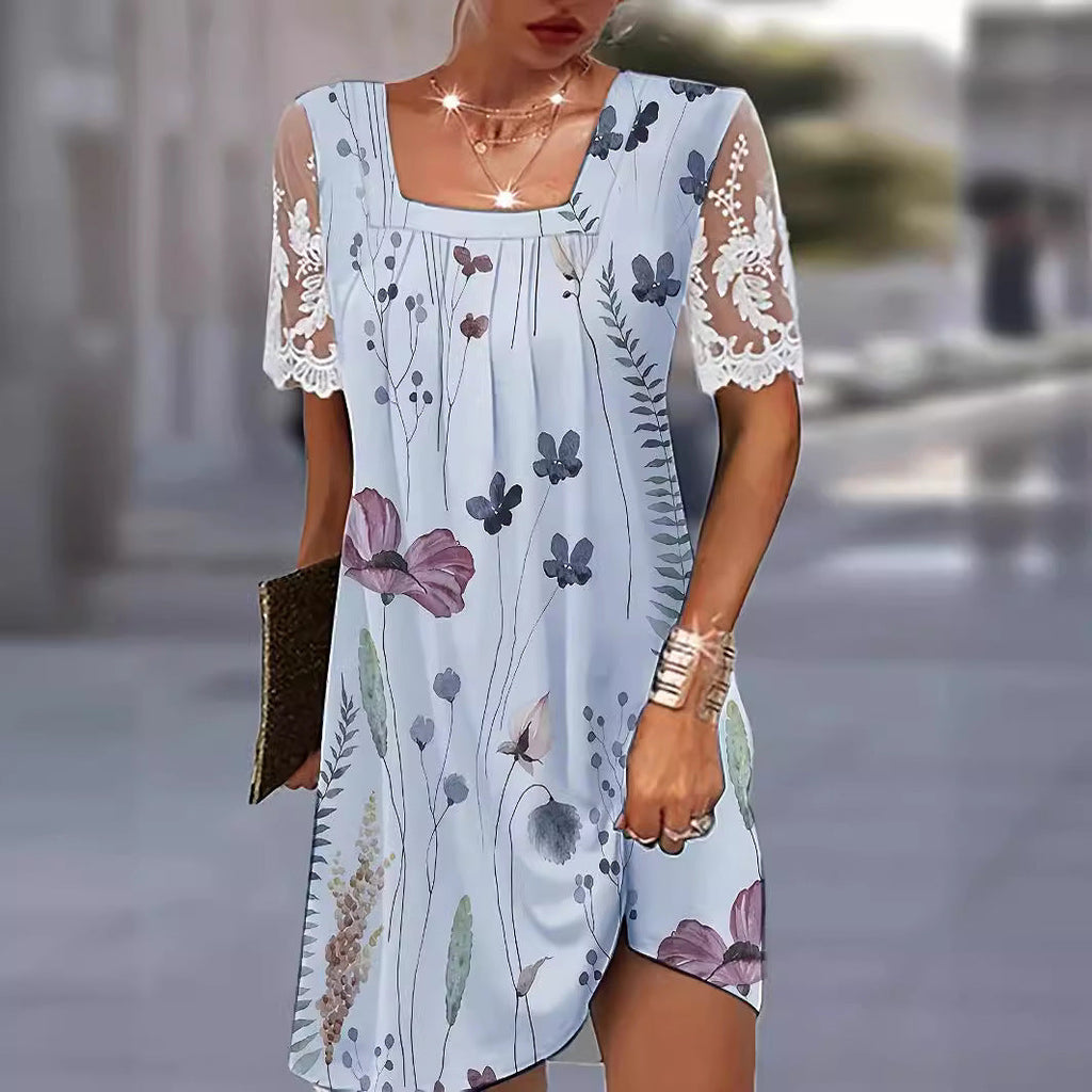 Damen Blumenmuster Shift Kleid