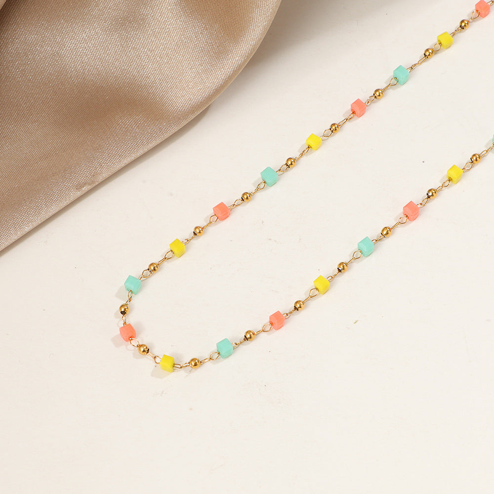 Frauen Bunte Perlen Charme Halskette Shop Nory