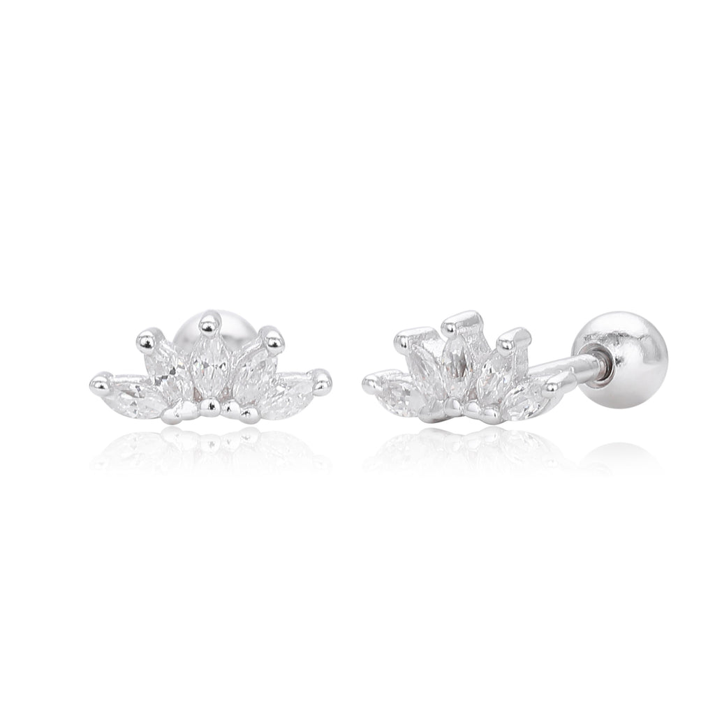 Damen Ohrstecker mit eleganter Krone aus hochwertigem 925 Sterling Silber Shop Nory