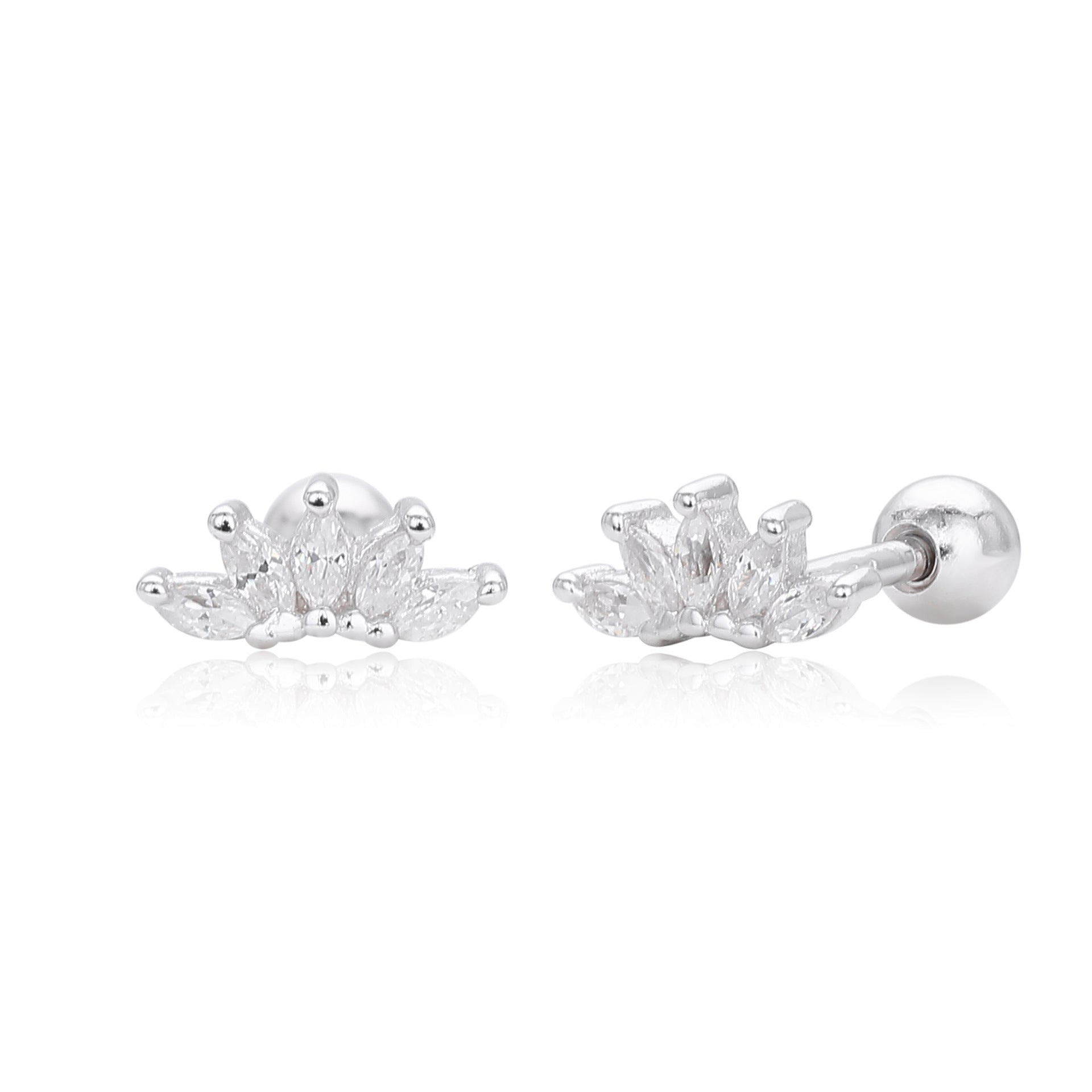 Damen Ohrstecker mit eleganter Krone aus hochwertigem 925 Sterling Silber Shop Nory