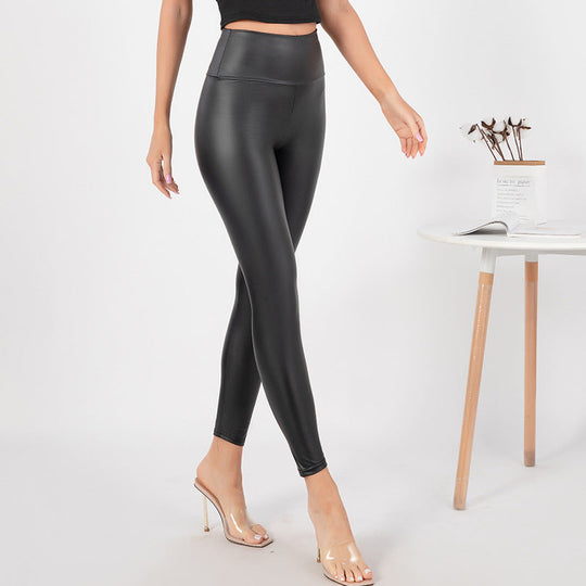 Damen Hochglänzende Leggings mit hohem Bund und formendem Schnitt